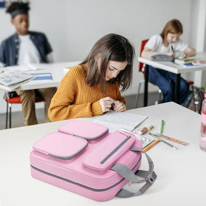3 Ring 3 Inch Zipper Binder, 700 Sheets Large Capacity Waterproof School Binder, D-Ring Zip Up Binder Bag with Shoulder Strap, Compatible with 15.6-Inch Laptop