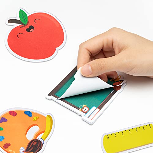 Xqumoi 30 Pack Back to School Sticky Notes Classroom Office Home Supplies | Self-Adhesive Writing Memo Pad, Daily Reminders Notepad, Welcome Back Gift, Pencil Ruler Book Blackboard Shaped, for Kid Teen - style: Back to School (Style 1)