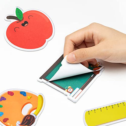 Xqumoi 30 Pack Back to School Sticky Notes Classroom Office Home Supplies | Self-Adhesive Writing Memo Pad, Daily Reminders Notepad, Welcome Back Gift, Pencil Ruler Book Blackboard Shaped, for Kid Teen - style: Back to School (Style 1)