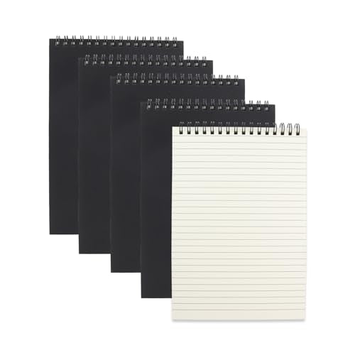 4 Pcs Top Bound Spiral Notebook,8.3 inch x 5.8 inch,60 Sheet,7mm College Ruled Paper,A5 Spiral Note Pads Memo Lined Notebook Journal for School and Office Supplies (Black) - color: Black (4pcs)