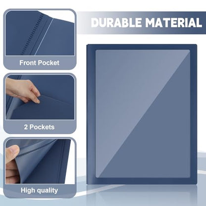 Teling 24pcs Heavy Duty Plastic Folders with Front Clear Pocket, 3 Prongs and 2 Pockets, Fit Letter-Size Paper Folders with Card Slot, for School Office Supplies Back to School Gifts (Blue) - color: Blue