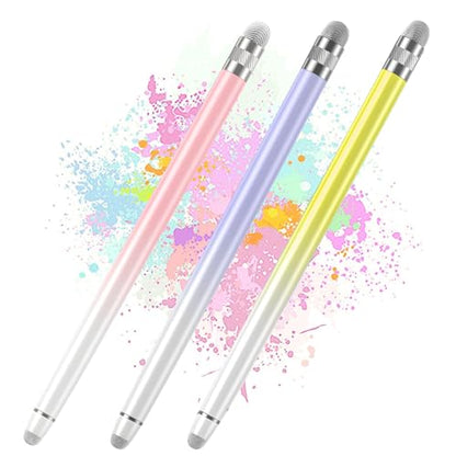 Bopomofo 3PCS Stylus Pen for Touchscreen,High Sensitivity & Precision | Metal Barrel,Fiber Tip,No Charging,Compatible with iPhone iPad Android Microsoft Surface Nintendo Switch Touch Screen - color: Purple/Pink/Yellow