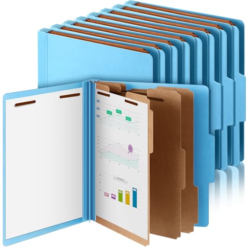 Skyygemm 24 Pcs Back to School Classification Folder Letter Size, 3 Divider Pressboard File Folder with Fastener, Expanding File Organizer Bulk for Teacher, Office Employee, Coworker, Staff (Blue) - color: Blue