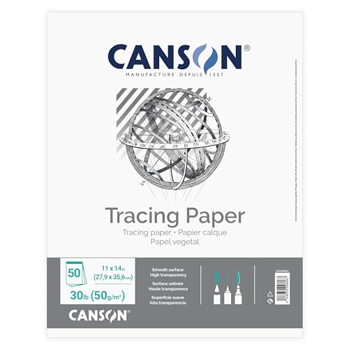 Canson Tracing Paper Pad, 11" x 14", Top Bound, 30 lb. (50gsm), 50 Sheets/Pad - size: 11x14 inch