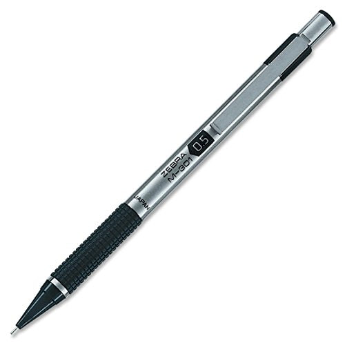 Zebra Pen M-301 Mechanical Pencil, Stainless Steel Barrel, Fine Point, 0.5mm, Black Grip, 1-Pack (54011) - size: 1 Count (Pack of 1)