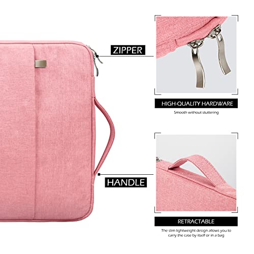 13 Inch Laptop Sleeve Case Carrying Bag Compatible with 13 inch MacBook Air M4 M3 M2 M1/ Pro 13 M3 M2 M1, Waterproof Chromebook Cover Computer Zipper Pouch with Handle Pocket, Pink - color: Pink, size: 13"-13.3"