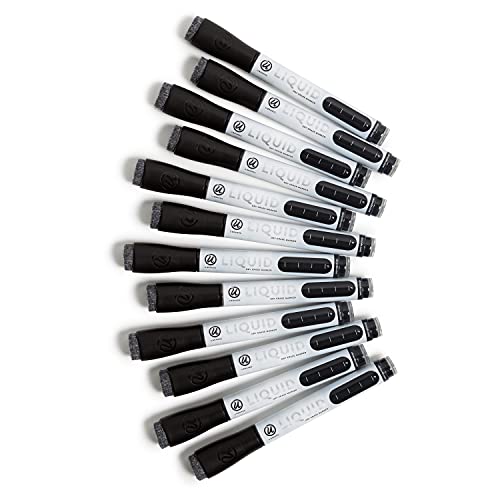 U Brands Liquid Dry-Erase Markers, Bullet Tip, Black, 12 Count