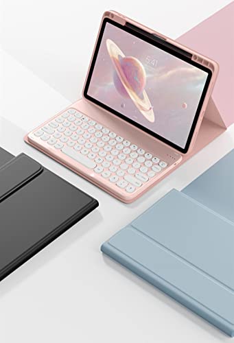 Keyboard Case Compatible with iPad 11-inch A16 2025, iPad 10th Generation 10.9 Inch 2022 Case with Bluetooth Mouse Round Key Cute Removable Color Keyboard Cover,Pink - color: Pink, size: iPad(A16)/iPad 10th Gen