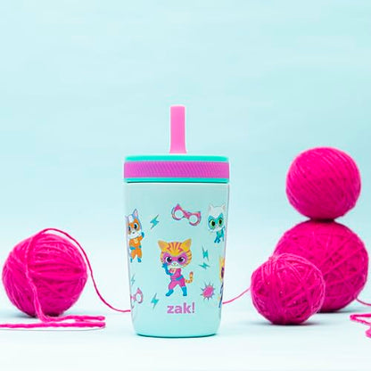 Zak Designs SuperKitties Kelso Toddler Cups For Travel or At Home, 12oz Vacuum Insulated Stainless Steel Sippy Cup With Leak-Proof Design is Perfect For Kids (Ginny, Sparks, Buddy, Bitsy) - color: SuperKitties (Ginny, Sparks, Buddy, Bitsy)