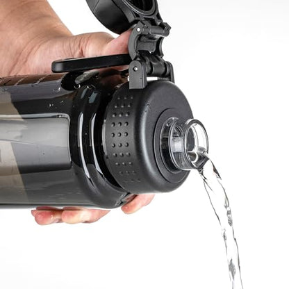 Fanhaw 32 oz Clear BPA-Free Tritan Water Bottle with Fast-Flow Spout Lid, BPA-Free & Leak-Proof Wide-Mouth Reusable Bottle for Gym, School & Office, Back to School Essentials (Black) - color: Black, style: 32 Ounces