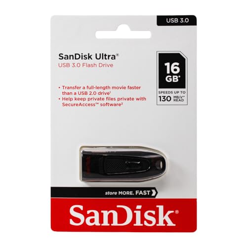SanDisk - SDCZ48-016G-UAM46 16GB Ultra USB 3.0 Flash Drive - SDCZ48-016G-UAM46 Black - size: 16GB