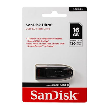 SanDisk - SDCZ48-016G-UAM46 16GB Ultra USB 3.0 Flash Drive - SDCZ48-016G-UAM46 Black - size: 16GB