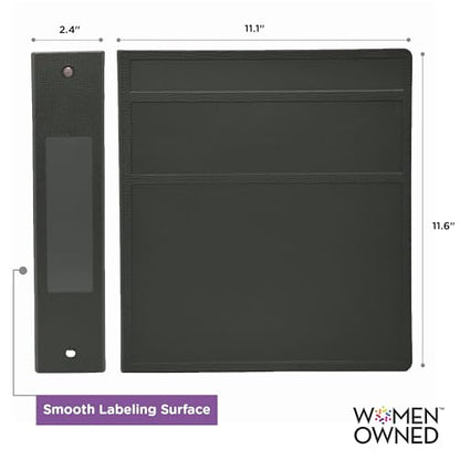 Carstens 2-Inch Heavy Duty 3-Ring Binder - Side Opening, Charcoal Gray, Durable Plastic, Precision No-Gap Rings, Waterproof Covers, No Pockets, Holds 300 Letter Sheets, BPA-Free, Made in USA (5821-3R) - color: Charcoal Gray, size: Individual