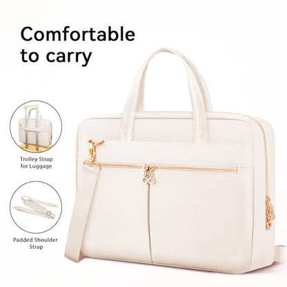 Ferkurn Laptop Bag Case Women Men Computer Bag Compatible with MacBook/HP/LG/Dell, Shoulder Strap Slim Carrying Messenger Briefcase, Beige, 17-17.3 Inch - color: Beige, size: 17-17.3 inch