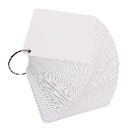 Tofficu 200 Pack Blank Flash Cards with Binder Rings Pre-Hole Punched Index Notecards for Studying DIY Memo Cards for School Learning and Office Use