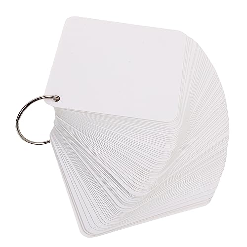 Tofficu 200 Pack Blank Flash Cards with Binder Rings Pre-Hole Punched Index Notecards for Studying DIY Memo Cards for School Learning and Office Use
