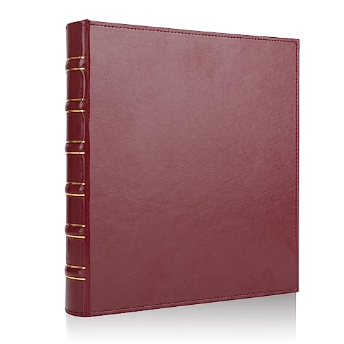 LETVPVOW Vintage Hardback 3 Ring Binder 1 Inch, Professional Leather Binder 3 Ring, Three Ring Binders Fits 8.5" x 11", D Ring Binders for Photo Album, Home, School and Office Supplies- Dark Red - color: Red