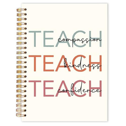 Qabliqo Teacher Spiral Notebook Journal 5.5x8.3, Teach Compassion Kindness Confidence Notebooks for Note Taking, Teacher Appreciation Gifts for Women - color: Teach