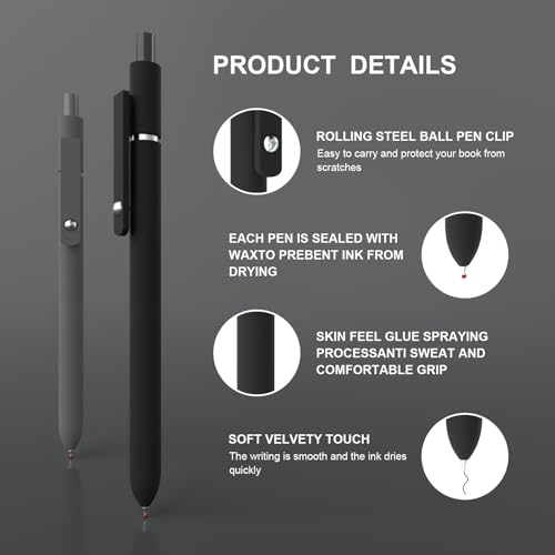 Gel Pens,0.5mm Fine Point Pens Smooth Writing japanese gel pens, High-End Series Black Ink cute gel pens for Journaling Note Taking, Office School Supplies (10 Pcs Black Gray-Black Ink) - style: 10 Pcs Black Ink-Black Gray shaft pen