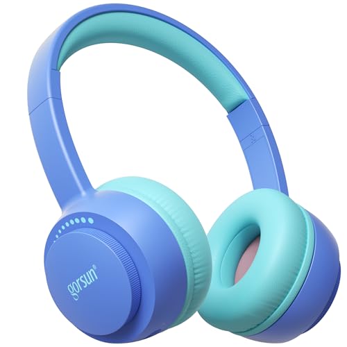 Kids Bluetooth Headphones, Toddler Headphones 85 dBA Safe Volume, 45 Hours Playtime, with Mic, Bluetooth 5.3, Kids Wireless Headset for iPad/Tablet/Travel/School, ldeal Gift (Blue) - color: Blue