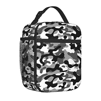 Black Camo Lunch Bags For Men Women Boys Girls Reusable Tote Lunch Bags For Office Work School Picnic Camping Thermal Insulation And Cold Preservation - color: Black Camo