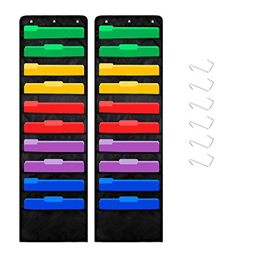 ABC life Hanging Wall File Organizer, 2 Packs, 10 Pocket Office, Home, Classroom, 6 Removable Poly Hanging File Folders, Wall Folder Organizer, Back to School Supplies | 10 Pocket, for Office, Home, Classroom, 6 Removable Poly Hanging File Folders, Wall F
