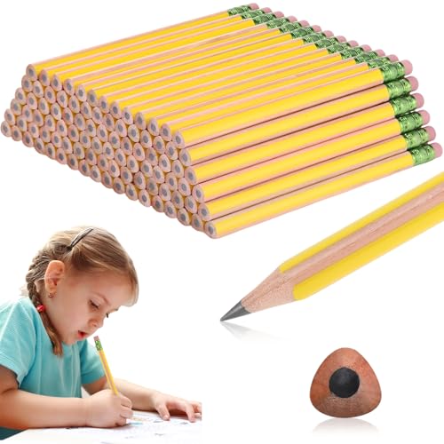 Seajan 96 Pcs Jumbo Pencils, Big, Fat, Thick, Triangular Grip Pencils Refill with Eraser 7 Inch Large Pencil for Kids Beginners Preschoolers Kindergarten School Office Christmas Gifts(Yellow,2b) - color: Yellow, style: 2B