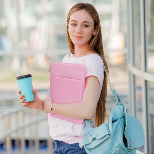 RAINYEAR Laptop Case with Front Pocket & Accessories Pouch, 13.3 Inch Soft Lining Padded Case Compatible with 13.3 Inch Notebook Computer 14" MacBook Pro/Max M1 M2 M3 M4 M5(Pink, Upgraded Version) - color: Pink (Upgraded Version), size: 13"-13.3"