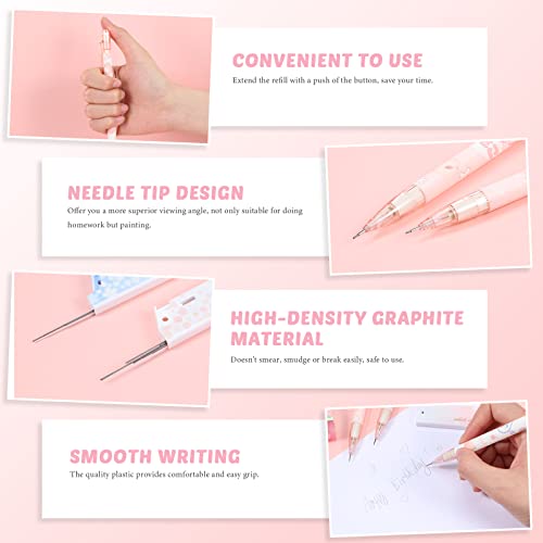 Breling 30 Pcs Kawaii Peach Mechanical Pencil Gift Set 12 Mechanical Japanese Pencils 6 Cute Peach Eraser 12 Tube HB Refill First Day of School Office Gift(0.7mm) - size: 0.7mm