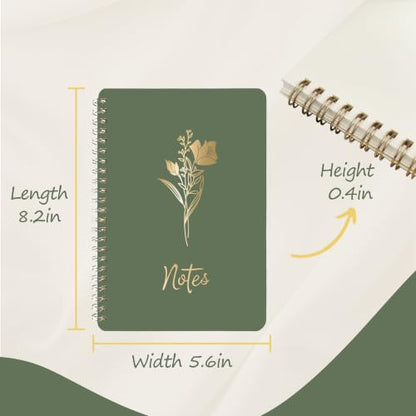 Prelady Bible Journal for Women with Storage Pocket, 2 Pack A5 College Ruled Spiral Notebook for Back to School Teen Girls - color: Beige/Sage