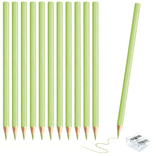 12 PCS Macaron Green Colored Pencils Pre Sharpened Pencil 2 HB - Ideal for Checking, Grading, Tests & Office/School Supplies - color: cutegreen