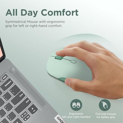 Lenovo 350 Wireless Bluetooth Mouse, Silent Click, 3 Level DPI (1000, 1600, 2400), 36 Month Battery Life, 2 Device Pairing, Breeze Moss - color: Breeze Moss