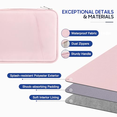 TiMOVO 9-11" Tablet Sleeve for iPad A16 & Galaxy Tab, Pink | Protective Bag with Pockets, Fits iPad 10.9"/10.2" Air 11" 5th/4th Gen, Galaxy Tab A9+/A11+ 11" - color: Pink, size: 9-11 Inch