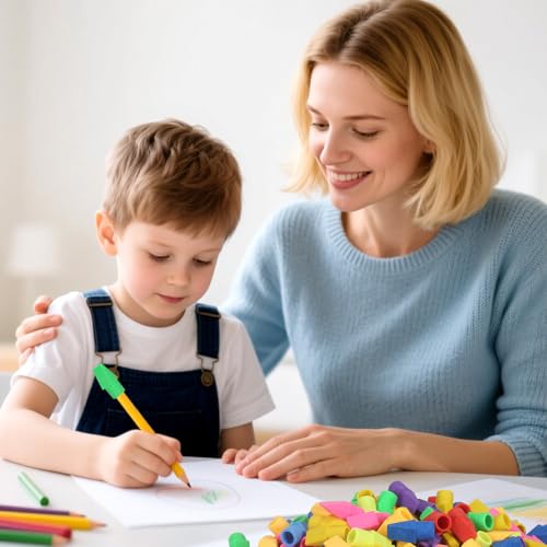 300 Pack Pencil Top Erasers Bulk 10 Colors and Cap Erasers for Pencils for Kids, Students