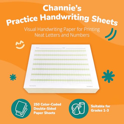 Channie’s Practice Handwriting & Printing Paper Workbook One Page A Day, 500 Pages Front & Back, 250 Sheets, Grades PreK – 1st, Size 8.5” x 11” - style: School of Ream, 500 Pages