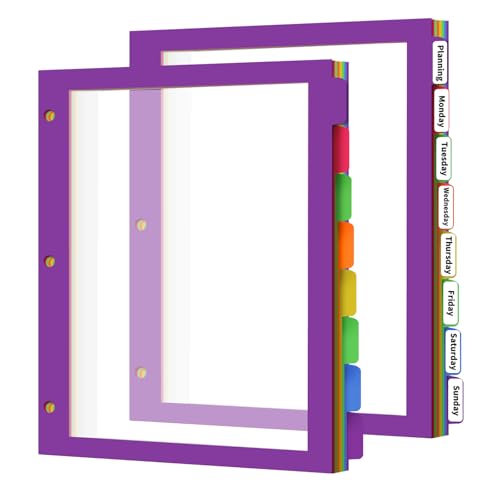8Tab Binder Dividers with Tabs, 16PCS/2 Set Letter Size Page Dividers for 3 Ring Binder, Clear Folder separators (16)
