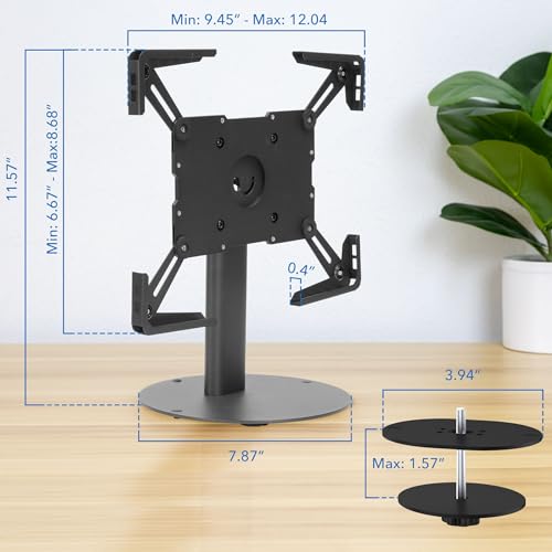 Mount-It! Universal Tablet Stand with Tilt, Anti-Theft Retail iPad POS Kiosk Stand, Fits 9.7"–13.1" Tablets, 90° Rotation & 180° Tilt, 20 lb Capacity, Steel Countertop Mount, Black - color: Black