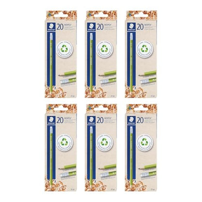STAEDTLER WOPEX Pre-Sharpened #2 Pencils, 20 Pcs 6-Pack (6 sets of 20 pcs)- Ergonomic Triangular Shape, Break-Resistant, Non-Slip Surface, Wood-Polymer, PVC-Free Eraser Tip, 120 Count