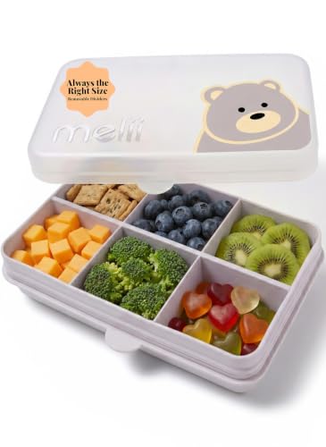 melii Snackle Box | 6-Compartment Divided Snack Container, BPA-Free Food Storage with Removable Dividers for School, Travel & On-the-Go Snacking (Bear) - color: Bear