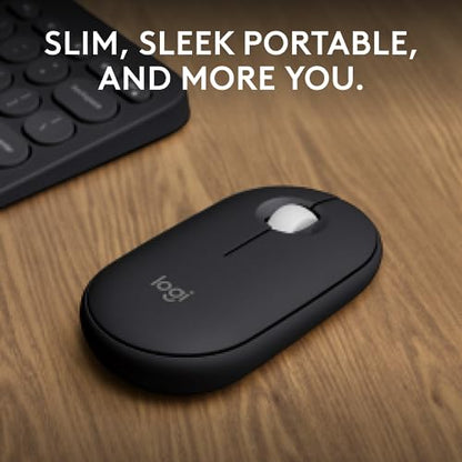 Logitech M350s Pebble 2 Bluetooth Wireless Mouse - Black | Slim, portable, lightweight, customizable button, quiet clicks, easy-switch for Windows, macOS, iPadOS, Android, Chrome OS - color: Black