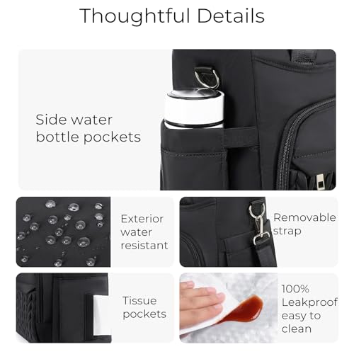 AIJIEKE Large Insulated Lunch Bag for Women Men, Work Lunch Box Tote, Black | Leakproof, durable multi-compartment cooler. Reusable with shoulder strap. Perfect for travel meal prep, picnic, beach - color: A.Black
