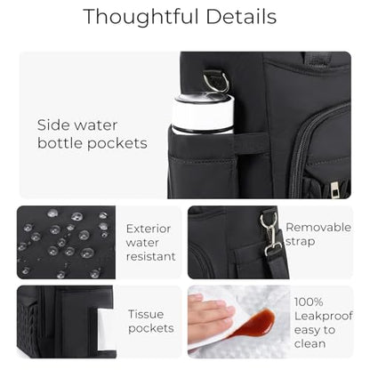 AIJIEKE Large Insulated Lunch Bag for Women Men, Work Lunch Box Tote, Black | Leakproof, durable multi-compartment cooler. Reusable with shoulder strap. Perfect for travel meal prep, picnic, beach - color: A.Black