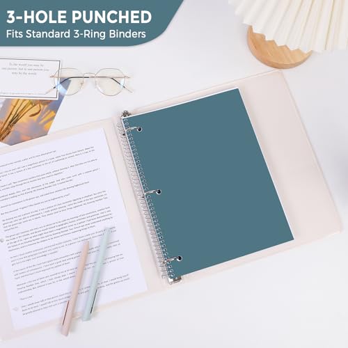 SKYDUE 8"x10.5" Spiral Notebook - College Ruled 100 Sheets, 1 Subject Notebook for School & Office, 3-Hole Punched Paper, Blue - color: Blue