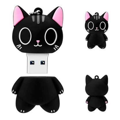 USB Flash Drives,BORLTER CLAMP Cute Flash Drive,32GB 64GB Cartoon Cat High Speed Memory Thumb Stick USB2.0 Animal Drive Character Data Storage Gift USB Disk Pendrive with Key Chain - size: 32GB