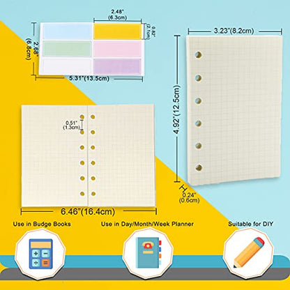 A7 Planner Refill,4 Pcs per Set, 360pages, Grid Mattrix Paper, with Label Stickers Gift,Mini Binder Refills,6 hole/100gsm Thick Paper/4.84 x 3.23'', Harphia - color: Grid Matrix