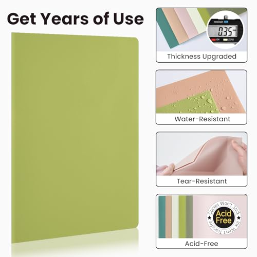 Sooez 6Pack Folders with Pockets, Pocket Folders with Extra Labels, Plastic Folders with Pockets, 2 Pocket Folders Bulk, Heavy Duty File Folders, School Folders Business Folder Office Filing Supplies - color: Green Colors