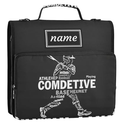 Kcldeci Personalized Zipper Binder 3 Ring，Baseball Player Custom Zipper Binder Organizer 1.5inch for School and Office Expanding File Folder - color: E7