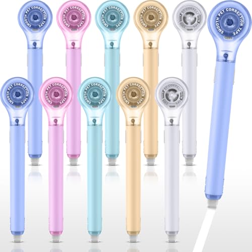 Gersoniel 10 Pack Correction Tape Pen Correctional Ink Tape Push Pull Protective, Easy to Use Applicator for School Office Supplies, 0.2 x 236 Inch (Macaron Color) - color: Macaron Color