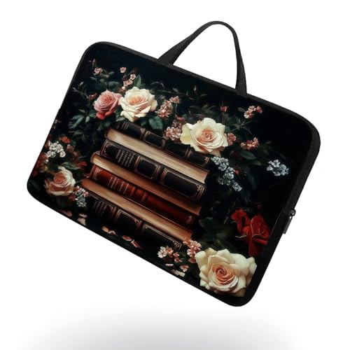 13 13.3 14 inch Laptop Sleeve with Handle, Art Flower Book Water‑Resistant Laptop Carrying Case for MacBook Air 13-inch/MacBook Pro 13/14 inch/Dell/HP/Lenovo - color: Art Flower Book, size: 13-14 inch Devices