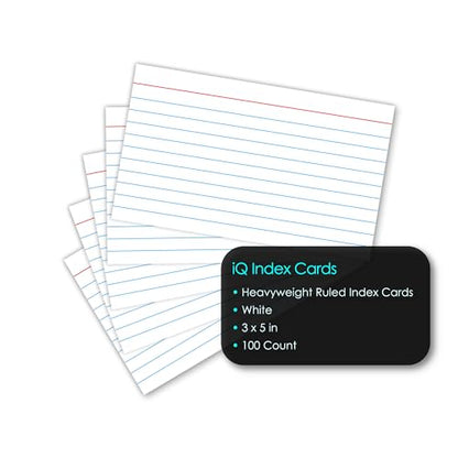iScholar Index Cards, White, Ruled, 3 x 5 Inches, 100 Card Pack (03501) - color: Ruled